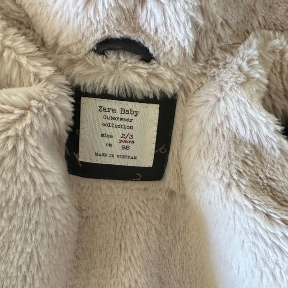 Zara Baby Rubberized Faux Fur Lined Raincoat Alphabet Letter ABC Print Navy 2 3 - Picture 6 of 16